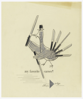 Drawing, Advertisement  Design for ShurEdge Knives: Pilgrim Turkey