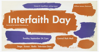 Poster, Interfaith Day Poster (with Color Patches in Red and Purple-Blue), Central Park Mall, September 24