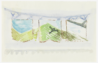 Drawing, Design for Woven Hanging, Triptych Over a Blue Couch