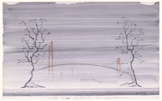 Drawing, Stage Design: Bridge Set, for Flower Drum Song