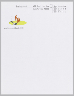Letterhead, April Greiman Inc., Greimanski Labs, Main Frame on Fire