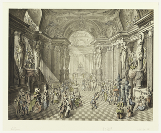 Drawing, View of a Masquerade Ball