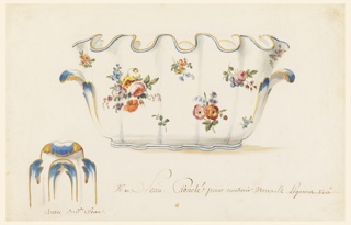 Drawing, Design for a Painted Porcelain Cooler for Wine Bottle and Glasses