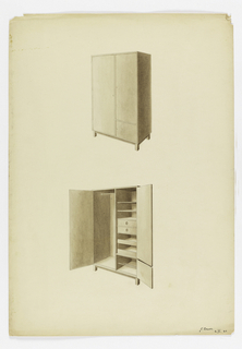 Drawing, Design for a Wardrobe/Armoire