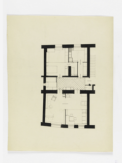 Drawing, Floor Plan for an Apartment with Four Rooms