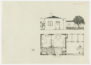 Drawing, Siedlungstype [Housing Example  (Façade Elevation and Floor Plan)]