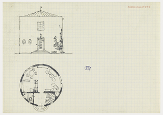 Drawing, Siedlungstype [Housing Example (Façade Elevation and Circular Floor Plan)]