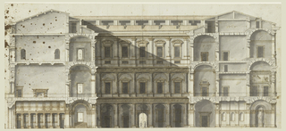 Drawing, Section of the Wings and Elevation of a Wall on the Court, Palazzo Farnese, Rome