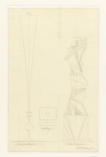 Drawing, Designs for Tall Flower Glasses, Ashtrays, Table Ornament
