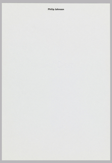 Letterhead, Philip Johnson, New York, NY