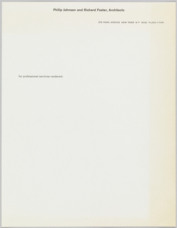 Letterhead, Philip Johnson and Richard Foster, Architects, 375 Park Avenue, New York, NY