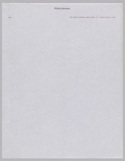 Letterhead, Philip Johnson, 375 Park Avenue, New York, NY