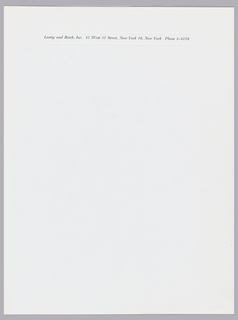 Letterhead, Lustig and Reich, Inc., 47 West 57th Street, New York, NY