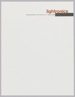 Letterhead, Lightronics, 236 East 68th Street, New York, NY