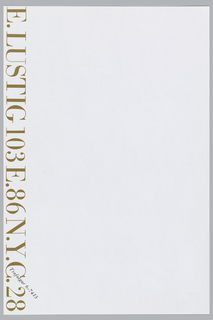 Letterhead, Elaine Lustig, 103 East 86th Street, New York, NY