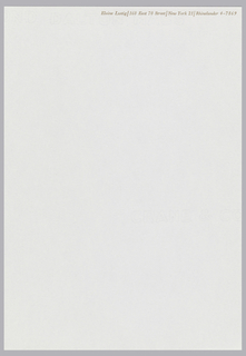Letterhead, Elaine Lustig, 160 East 70th Street, New York, NY