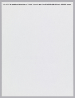Letterhead, Richard Meier and Elaine Lustig Cohen Associates, 1141 Park Avenue, New York, NY
