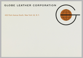 Label, Globe Leather Corporation, 432 Park Avenue South, New York, NY