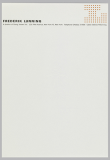 Letterhead, Frederik Lunning, A Division of Georg Jensen Inc., 225 Fifth Avenue, New York, NY