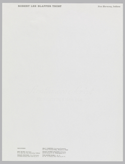 Letterhead, Robert Lee Blaffer Trust, New Harmony, IN