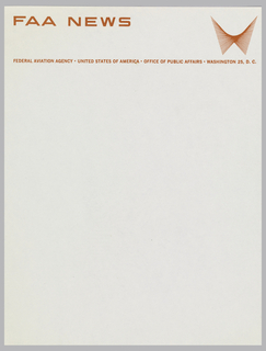 Letterhead, Federal Aviation Agency News, Washington, D.C.