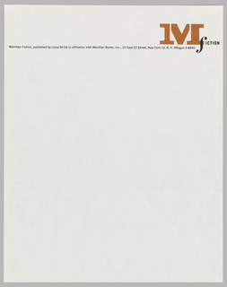 Letterhead, Meridian Fiction, 12 East 22nd Street, New York, NY
