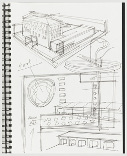 Sketchbook, Page 6, Sketchbook with Designs for Semiramis Hotel, Athens, Greece and Other Objects