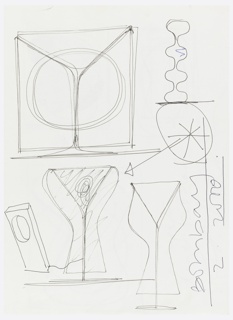 Sketchbook, Page 6, Sketchbook with Designs for Semiramis Hotel, Athens, Greece and Other Objects
