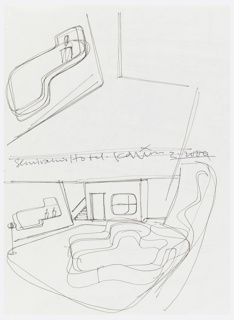 Sketchbook, Page 6, Sketchbook with Designs for Semiramis Hotel, Athens, Greece and Other Objects