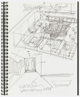 Sketchbook, Page 6, Sketchbook with Designs for Semiramis Hotel, Athens, Greece and Other Objects