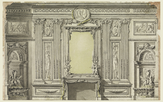 Drawing, Elevation of an Interior Wall with Chimneypiece
