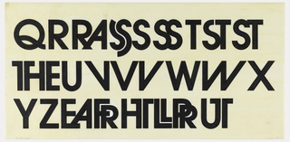 Drawing, Design for Avant Garde Typeface: Upper Case Q to Z