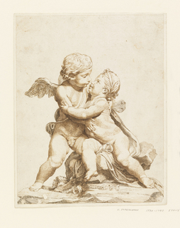 Drawing, Two Cupids Kissing