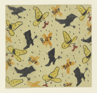 Drawing, Design for Textile: "East Meets West"