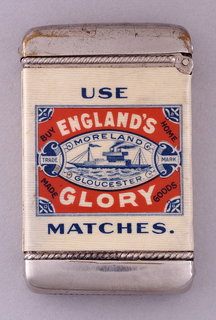 Advertisement for "England's Glory Matches, S.J. Moreland & Sons" Matchsafe