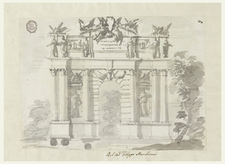 Drawing, Door in a garden wall