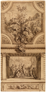 Drawing, Study for Staircase Decoration, Hanbury Hall, Worchestershire:  Achilles Revealing his Identity in the Palace of Lycomedes