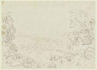 Drawing, View of a Village in Mountainous Country