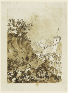 Drawing, Landscape with Mountain Town