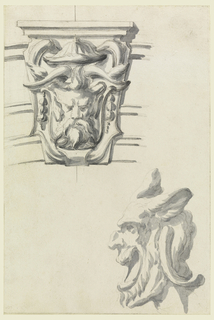 Drawing, Design for a keystone and a mask