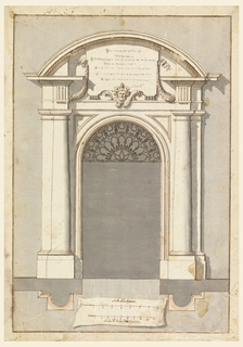 Drawing, Design for a door with arched pediment