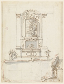 Drawing, Design for an Altar: Elevation, with Trompe l'Oeil Plan Below