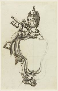 Drawing, A Papal escutcheon