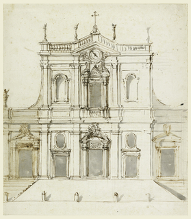 Drawing, Façade with the Albani Arms