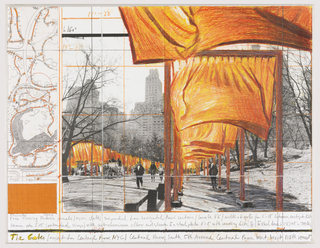 Collage, Plan and Elevation of The Gates, Central Park, New York, NY