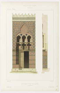 Book, Entrée d’Un Mosquée a Alexandrie, plate 3, from Les Arts Arabes: architecture—menuiserie . . .