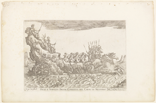 Print, Hiclo e Naucleo argon. condotti nel carro di Nettuno, from from Vessels of the Argonauts for the wedding celebration of Cosimo de' Medici in 1608, plate 10