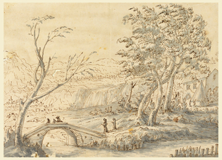 Drawing, Landscape with Bridge
