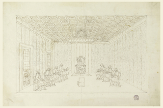 Drawing, Pope Benedict XIV in a Consistory with Cardinals