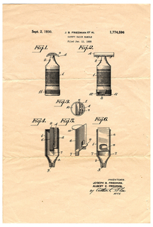 Copy Of Patent For Safety Razor Handle (USA)